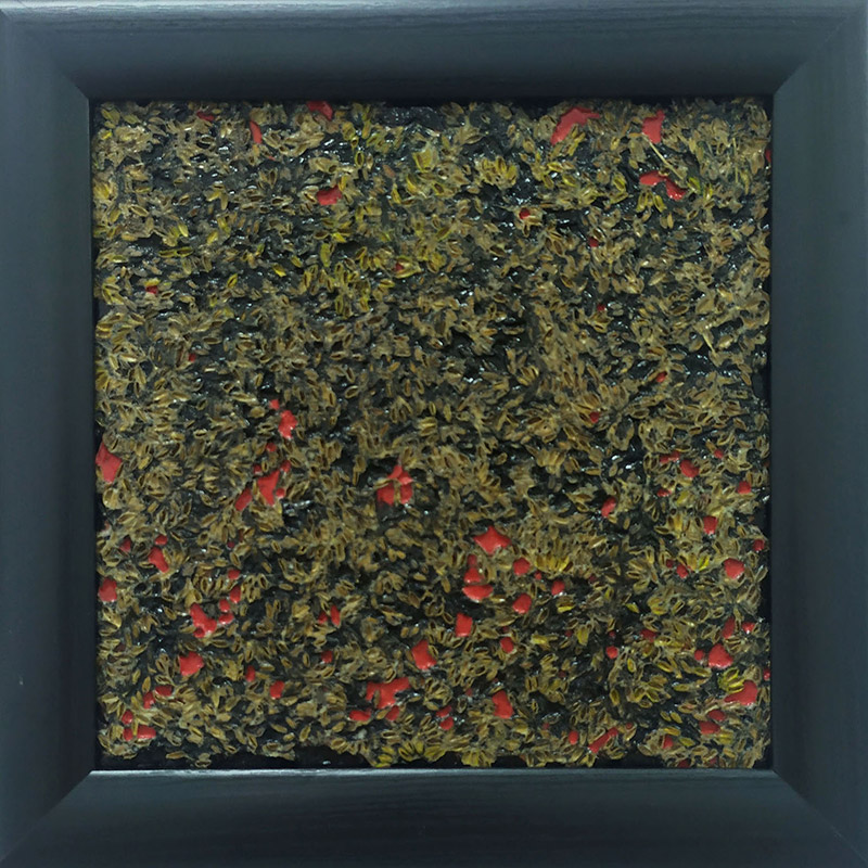 tatjana marticki, iz serije pejzaz fragmenti i teksture, kombinovana tehnika, 25,5 x 25,5 cm, 2018