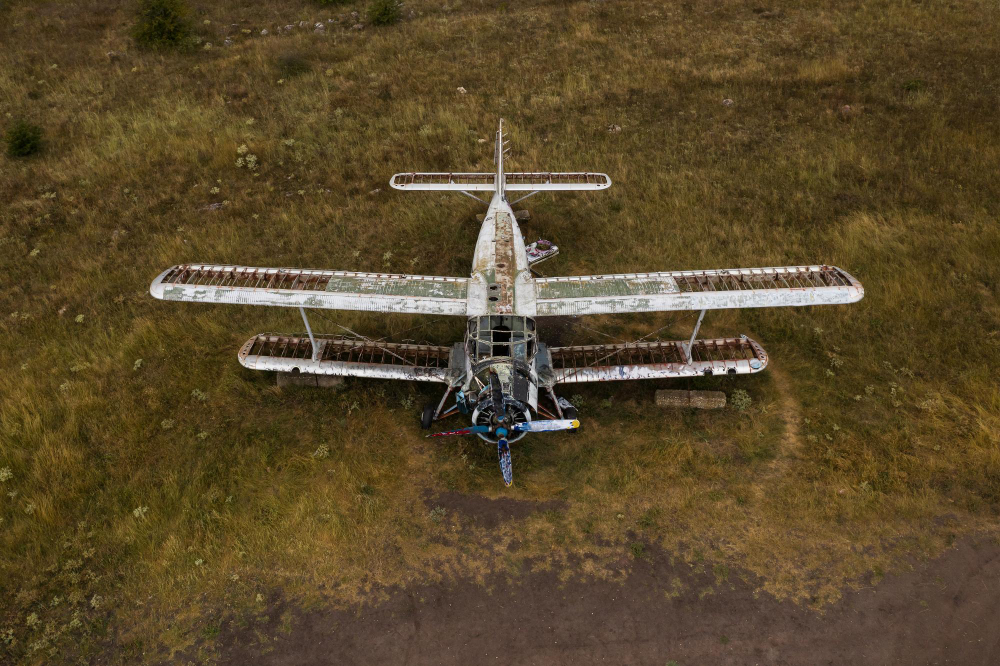 old abandoned small airplane field