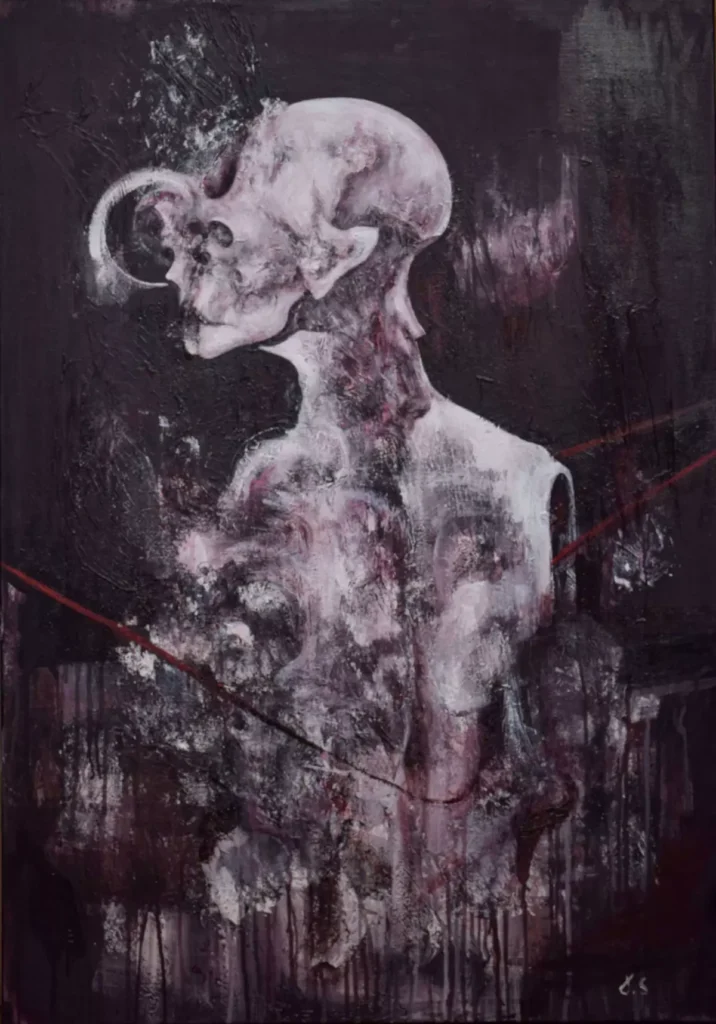 teodora stojanovic savremeni covek 2023 kombinovana tehnika na platnu 100x70cm 6659b8efef22c