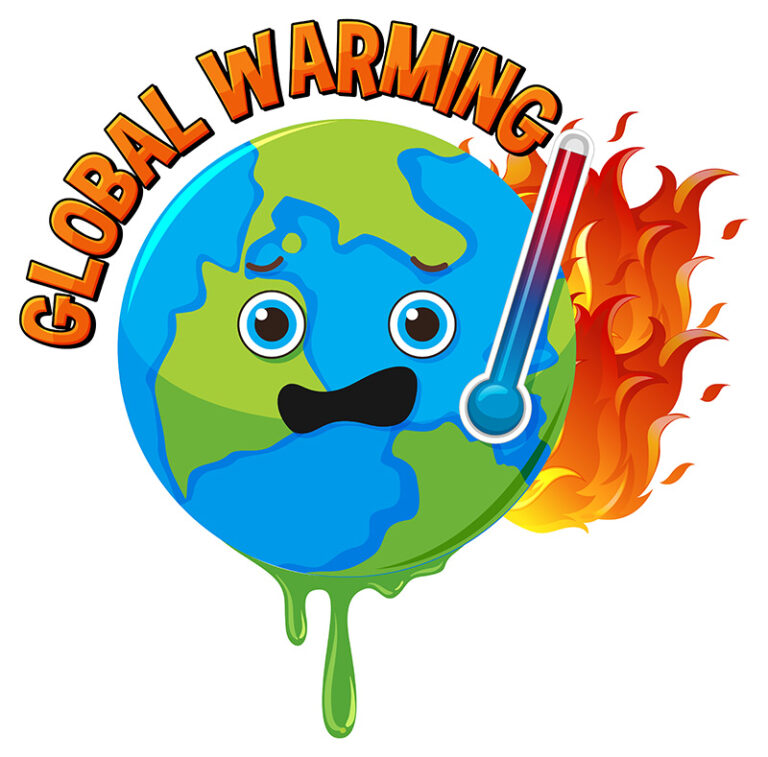 global warming: earth's high level thermometer with burning fire